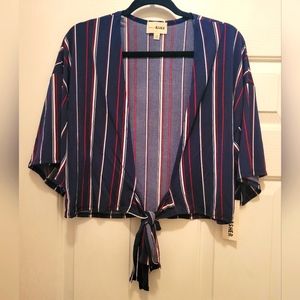 Navy Striped Tie-Front